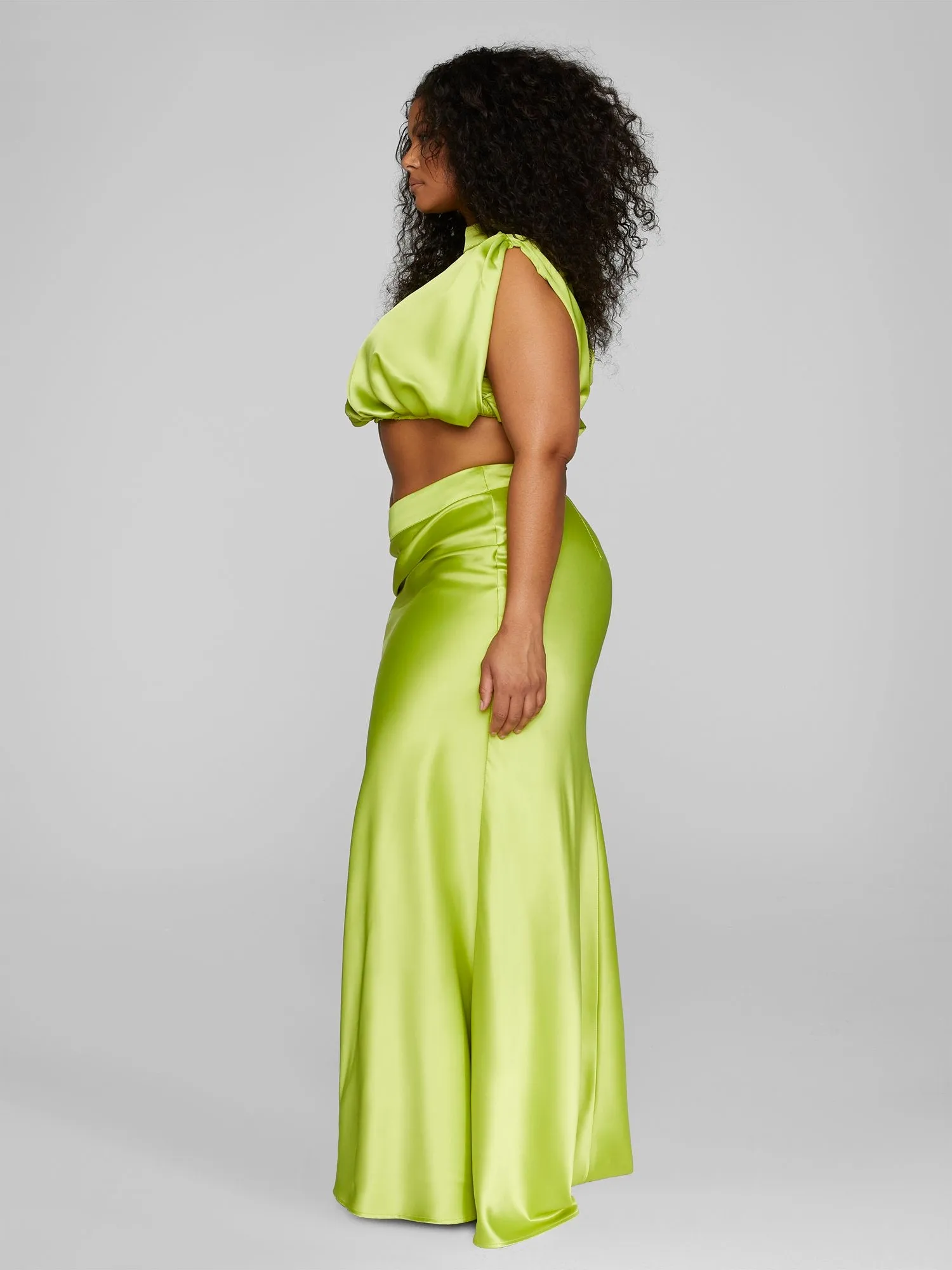 Anaisa Drape Detail Satin Skirt - Leslie Sidora x FTF