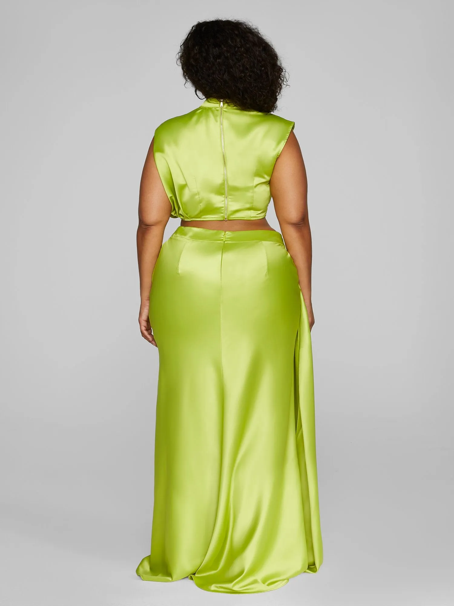 Anaisa Drape Detail Satin Skirt - Leslie Sidora x FTF