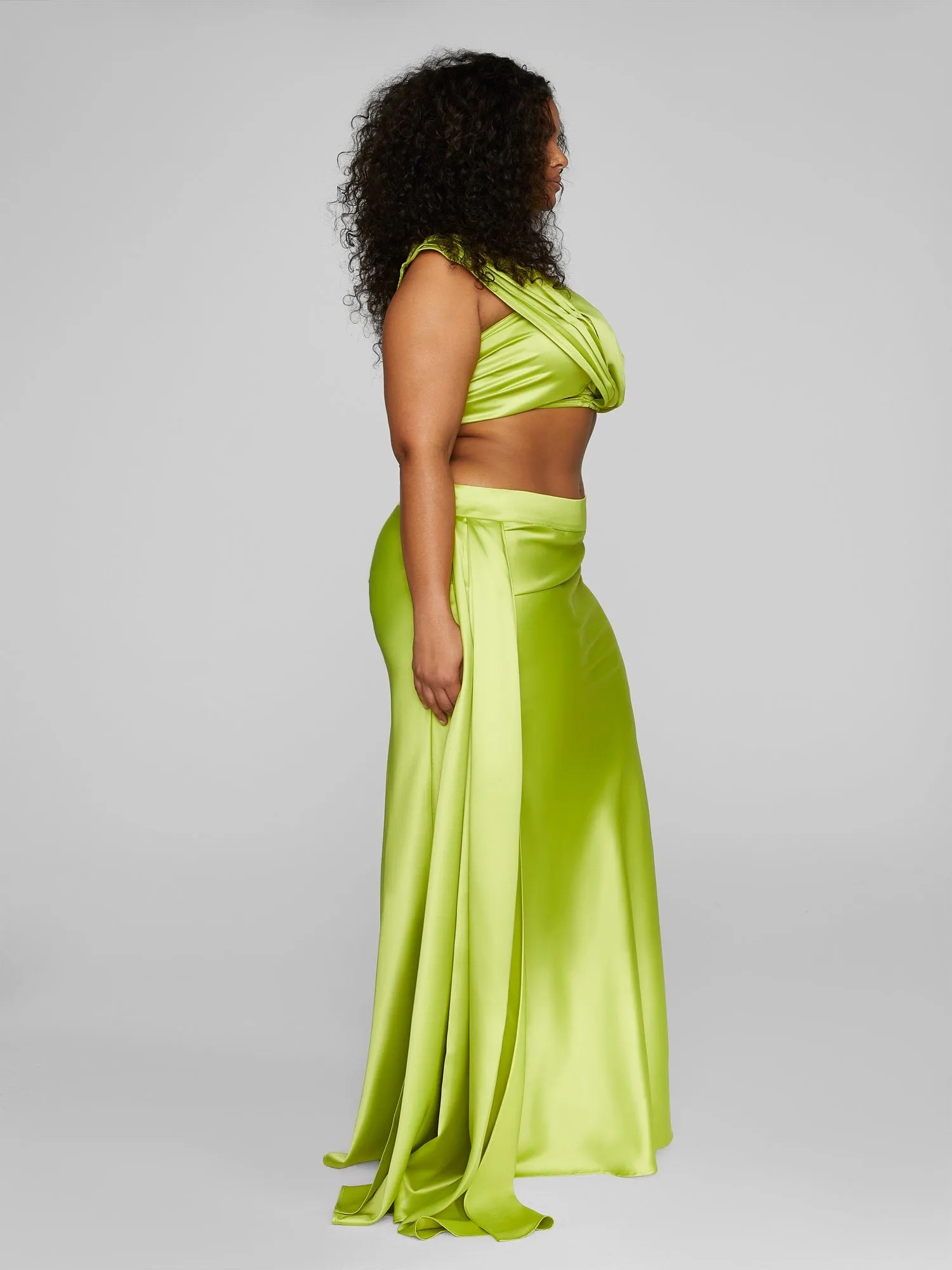Anaisa Drape Detail Satin Skirt - Leslie Sidora x FTF