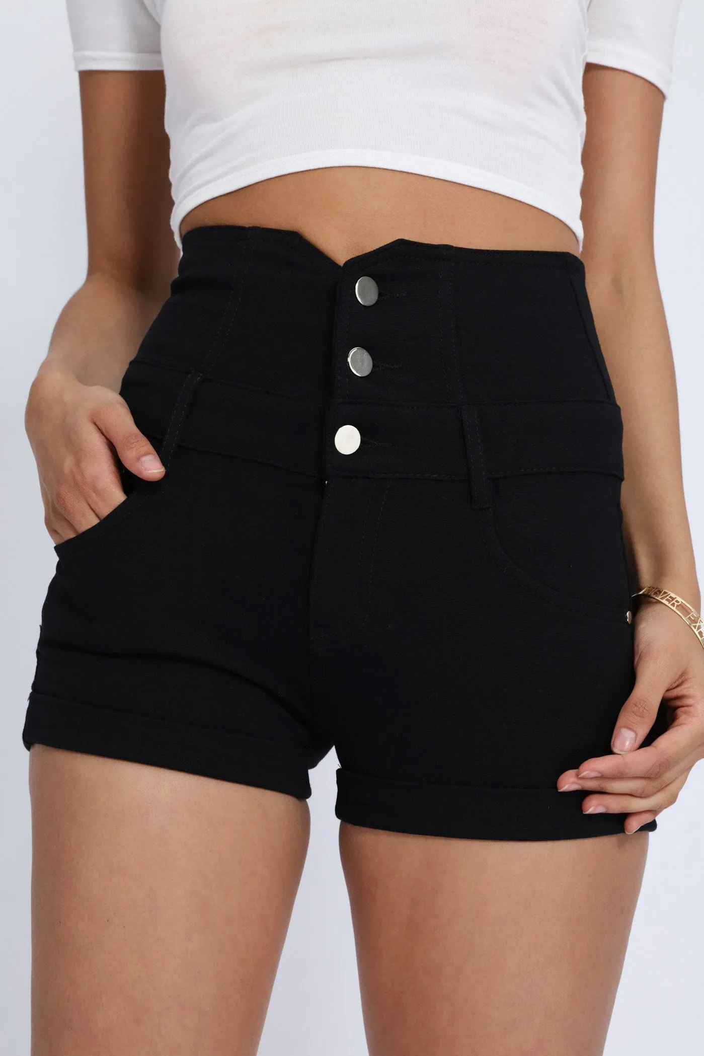 Black High Waisted Denim Shorts