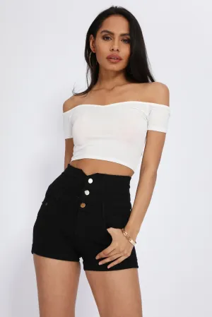 Black High Waisted Denim Shorts