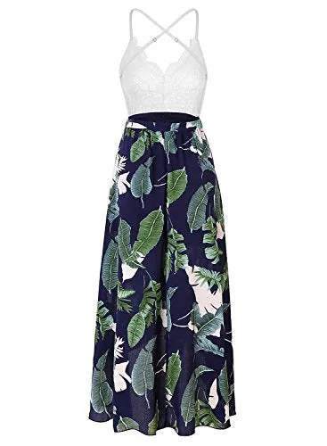 Blooming Jelly Halter Neck Deep V Asymmetrical Floral Dress