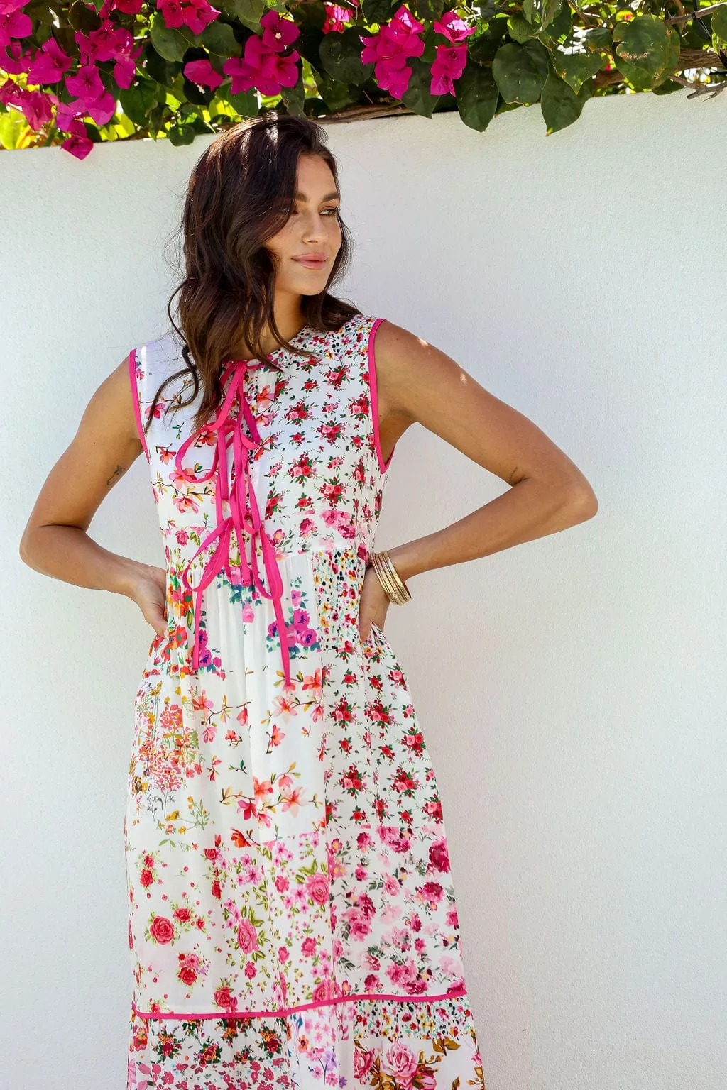 Botanical Sleeveless Midi Dress - Kensington Gardens