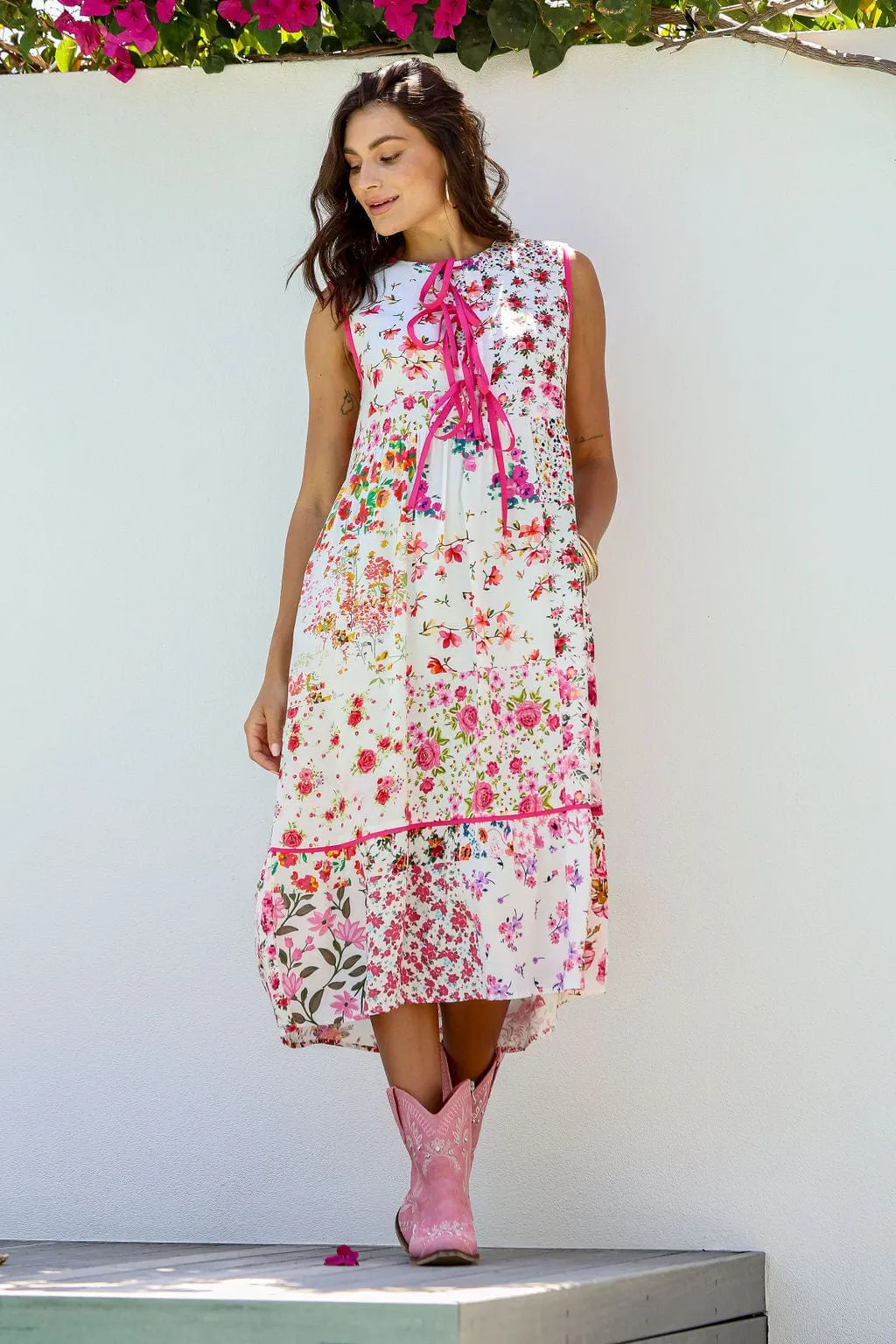 Botanical Sleeveless Midi Dress - Kensington Gardens