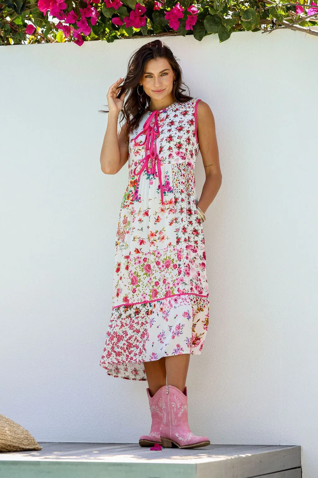 Botanical Sleeveless Midi Dress - Kensington Gardens