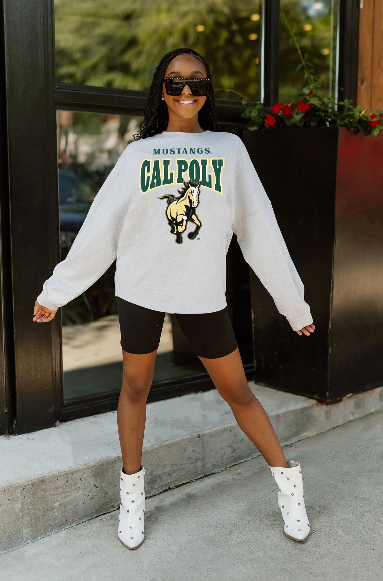 CAL POLY MUSTANGS FIGHTING SPIRIT DROP SHOULDER LONG SLEEVE PULLOVER