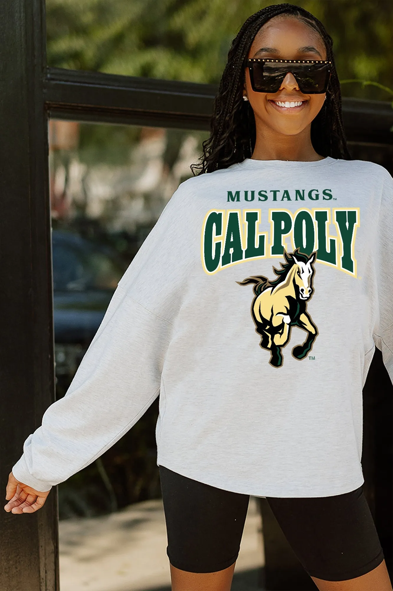 CAL POLY MUSTANGS FIGHTING SPIRIT DROP SHOULDER LONG SLEEVE PULLOVER