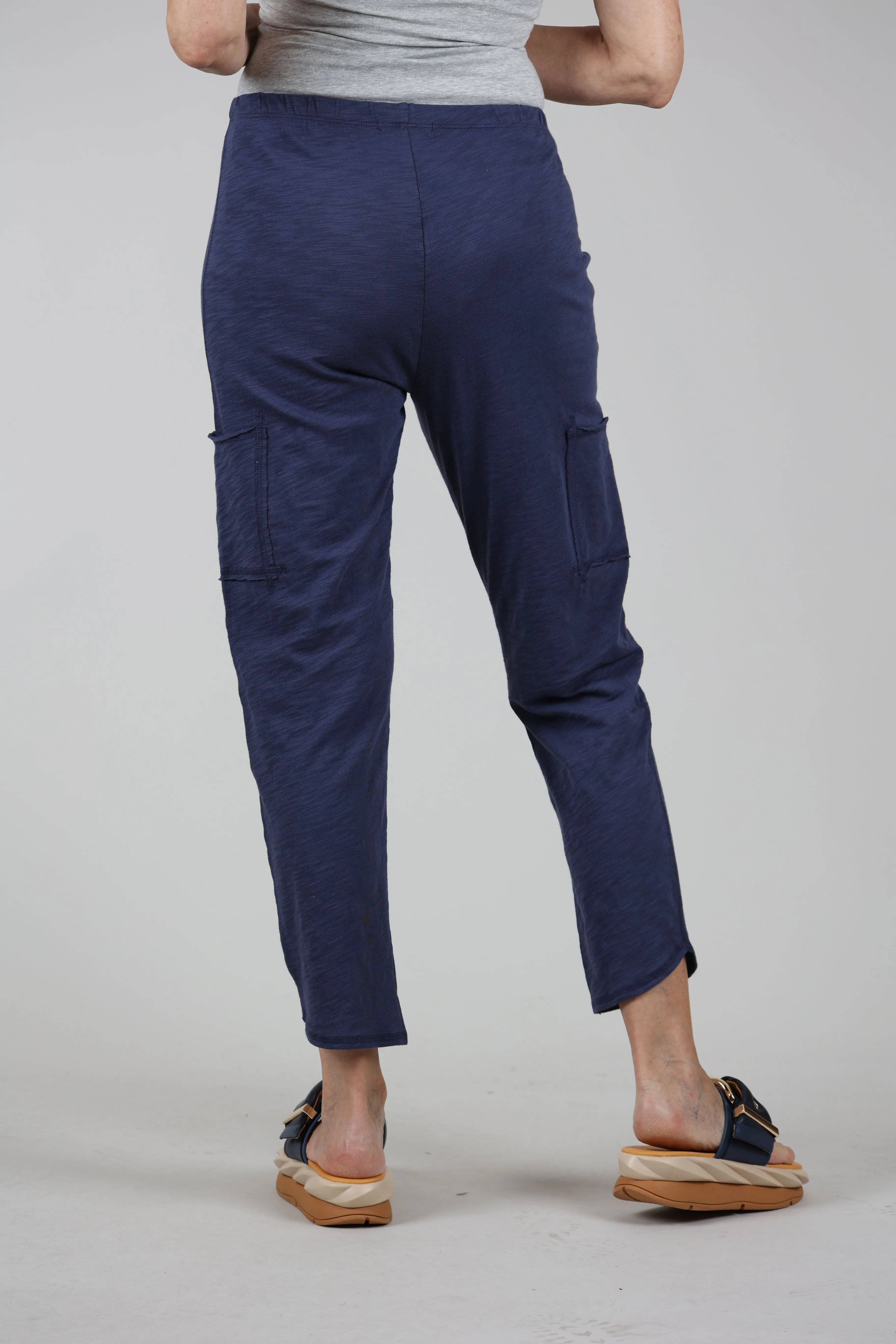 Cotton Slub Pocket Ankle Pant, Navy