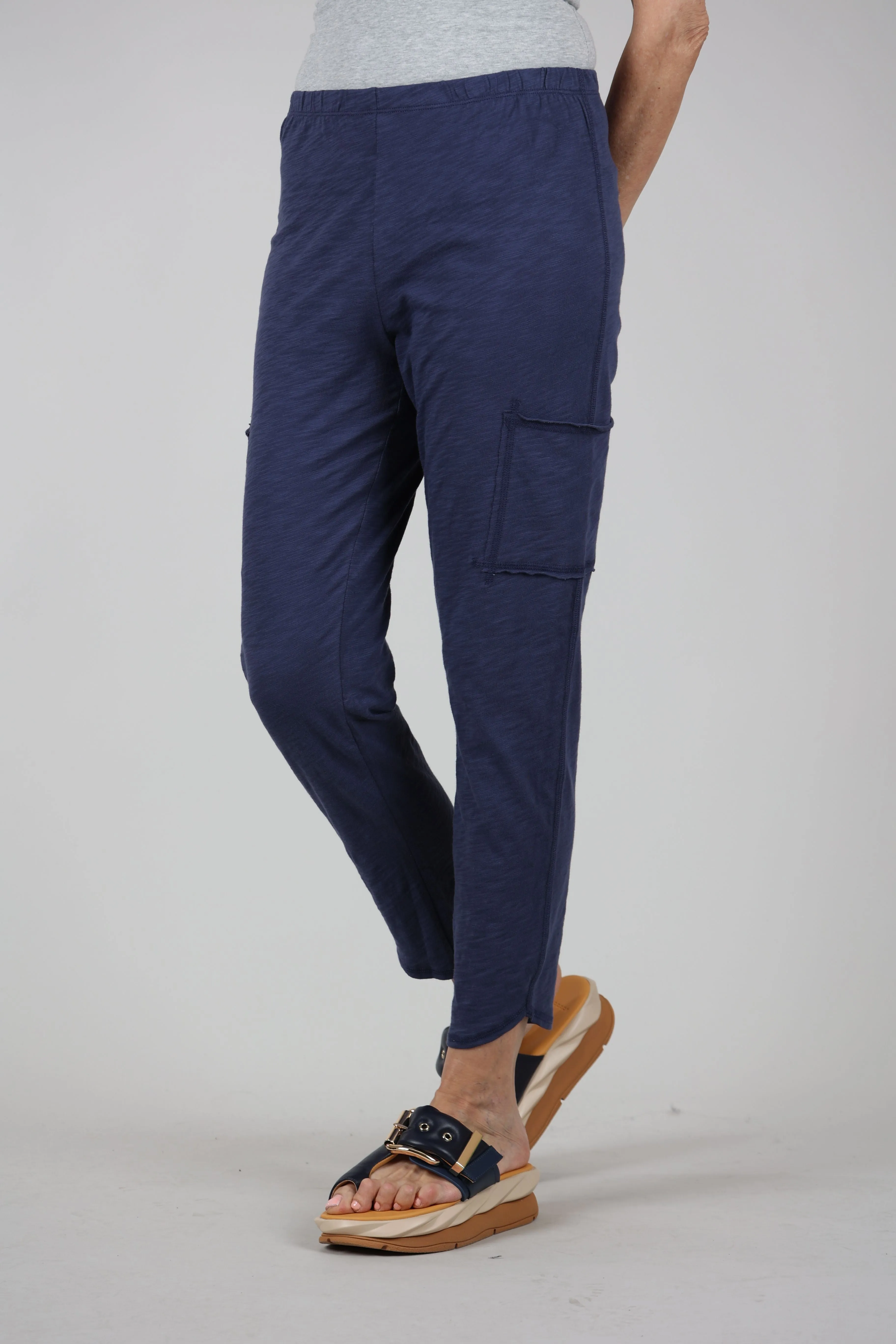 Cotton Slub Pocket Ankle Pant, Navy