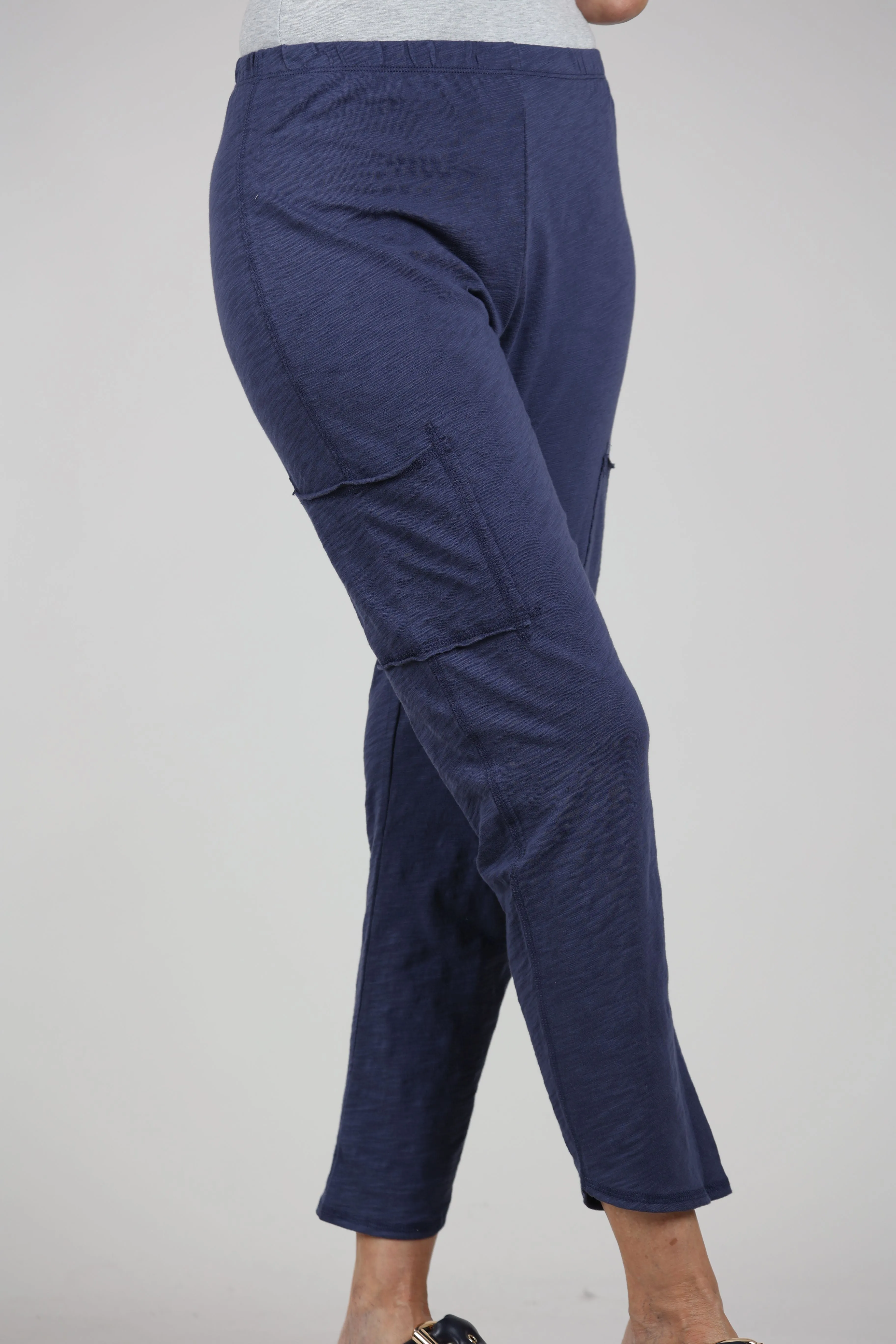 Cotton Slub Pocket Ankle Pant, Navy