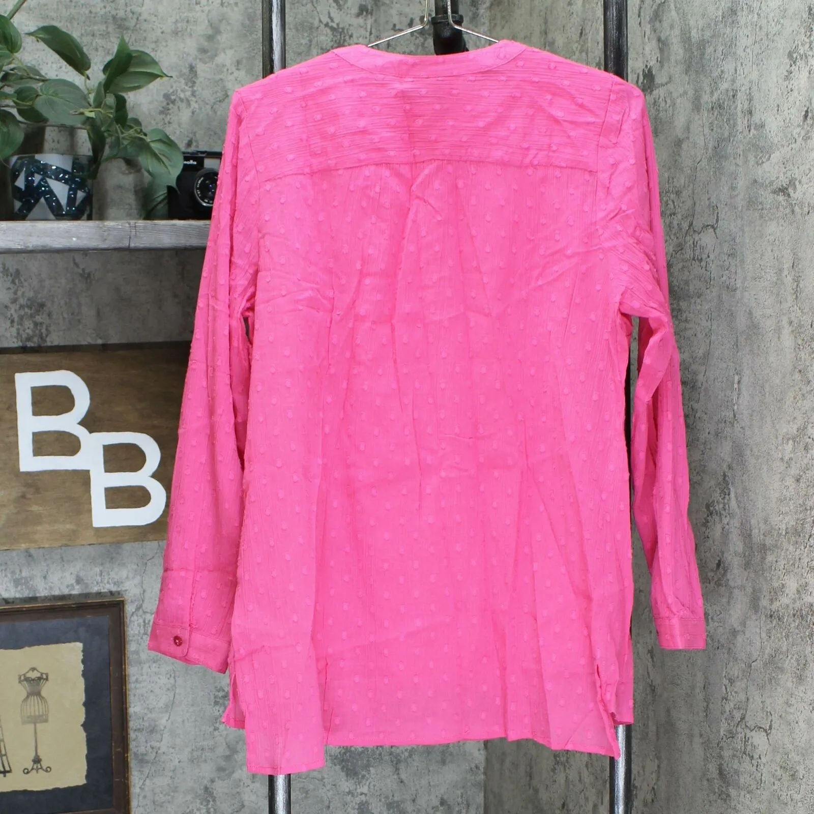 Denim & Co. Women's Clip Dot Long-Sleeve Blouse with Knit Tank Top