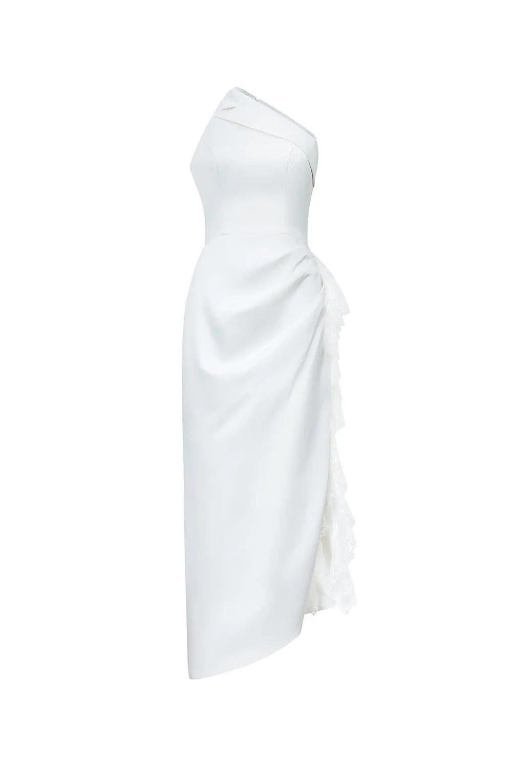 Elysia Asymmetric One Shoulder Organdy Midi Dress