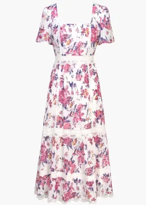 Freija Lace Inset Printed Midi Dress
