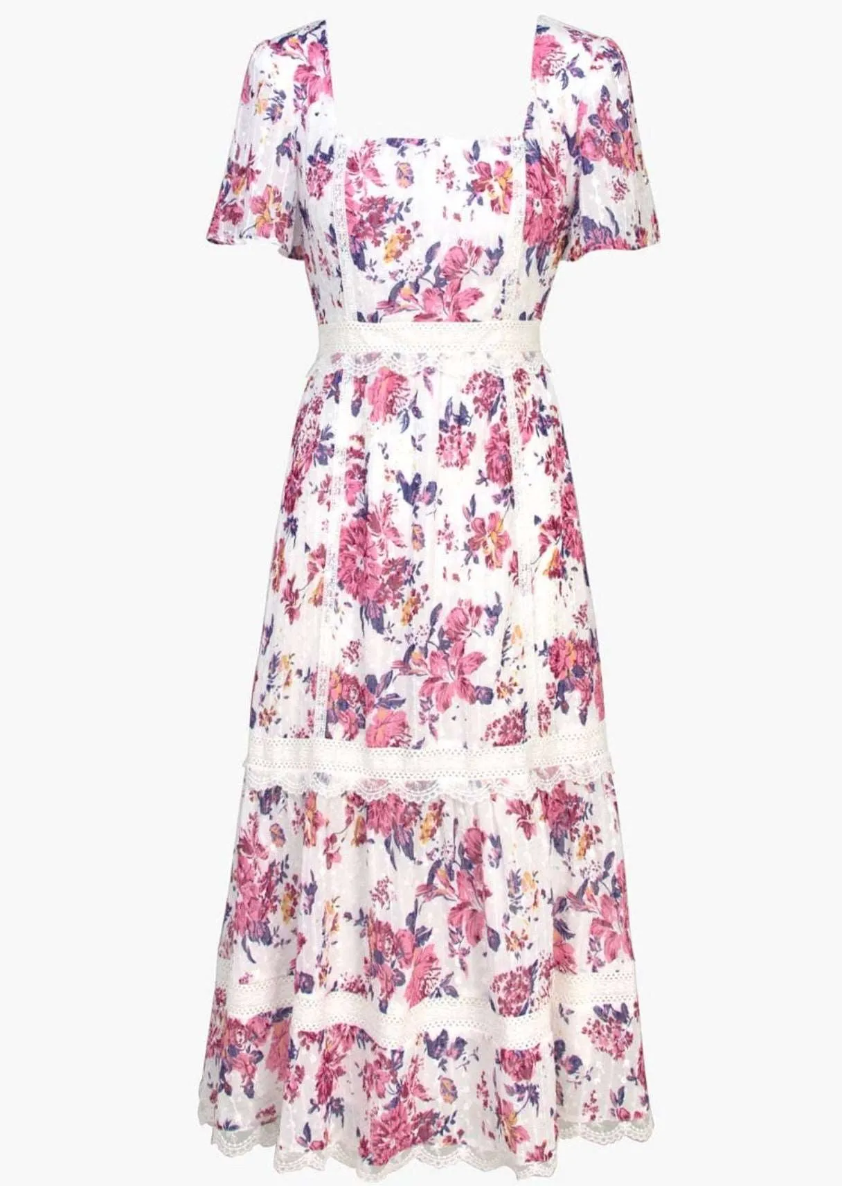 Freija Lace Inset Printed Midi Dress
