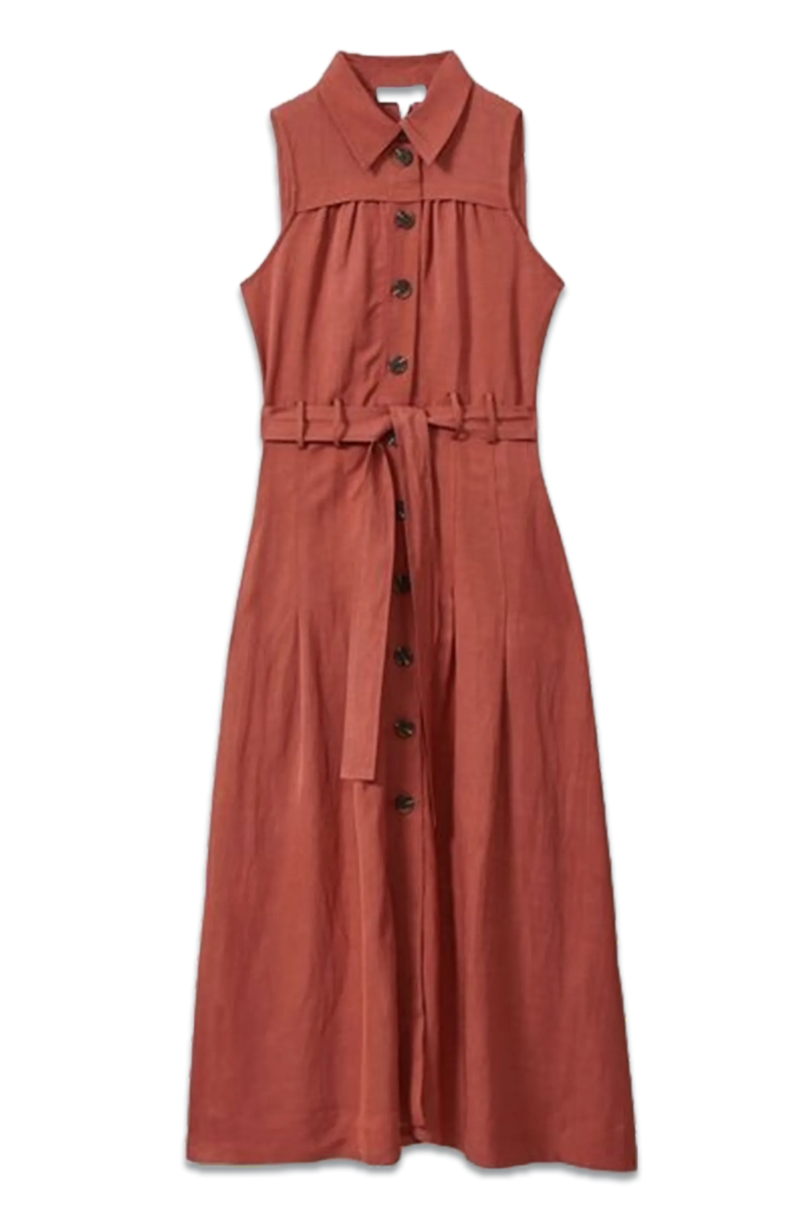 Heidi Viscose-linen Belted Midi Dress