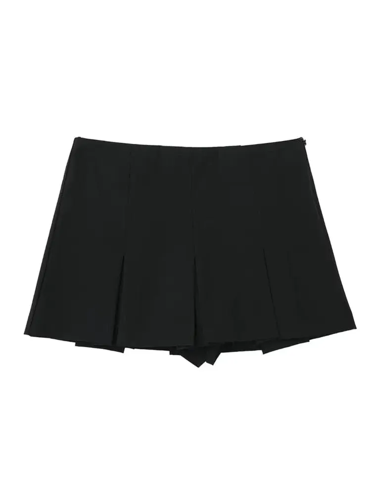 High Waist Wide Pleats Shorts Skirts