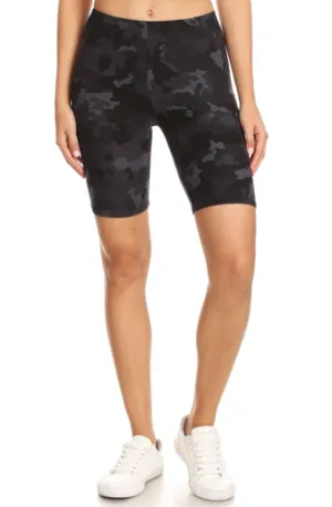 High Waisted Camo Printed Biker Shorts