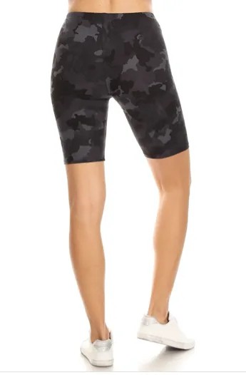 High Waisted Camo Printed Biker Shorts