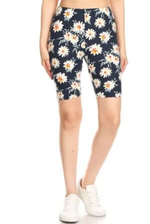 High Waisted Floral Printed Biker Shorts