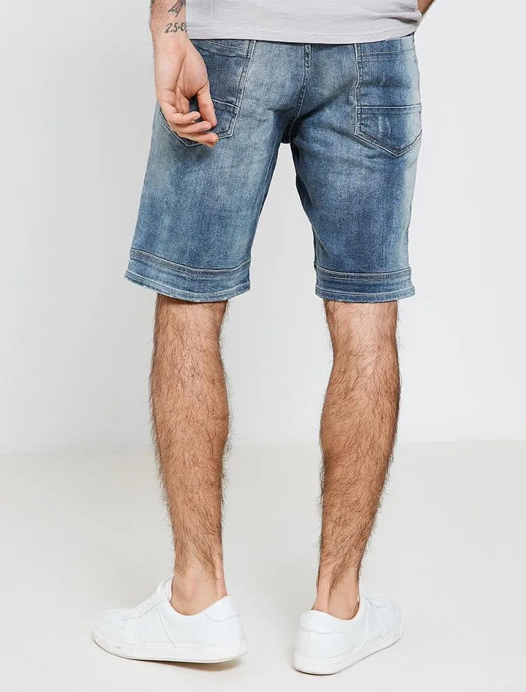 Kade Denim Biker Shorts in Stone Wash