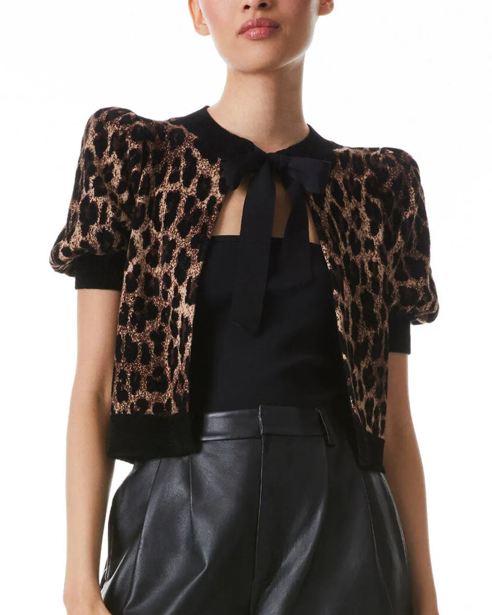 Leopard Kitty Tie Front Cardigan
