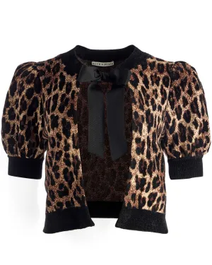 Leopard Kitty Tie Front Cardigan