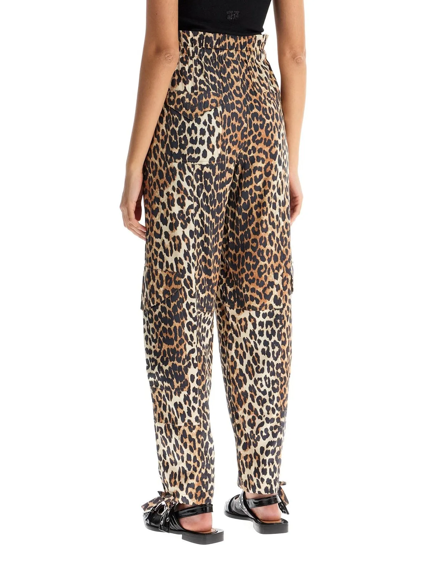 Leopard Print Satin Cargo Pants