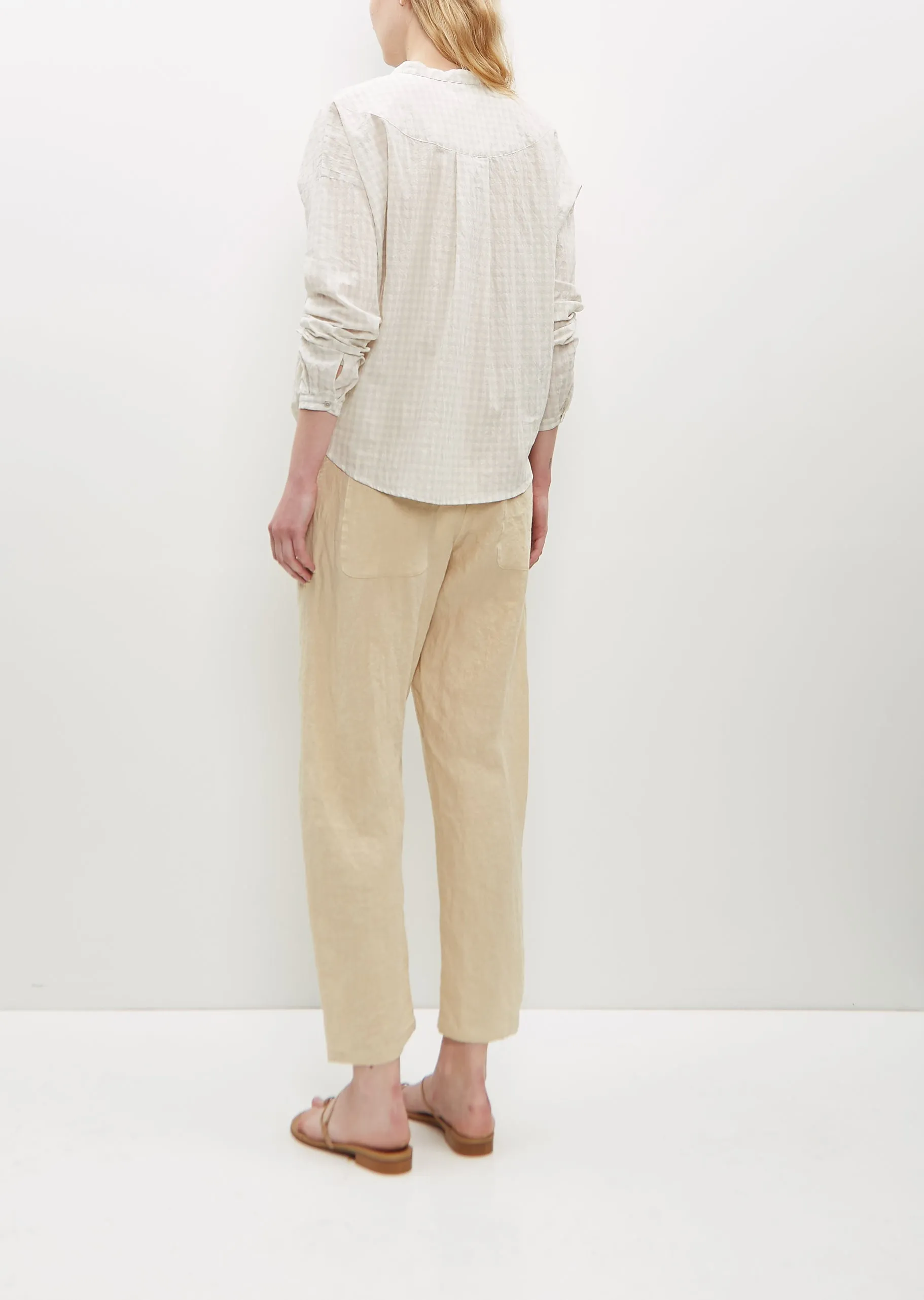 Light Cotton Vichy Band Collar Shirt