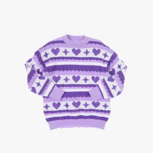 Lilac Aesthetic Striped Oversized Sweater