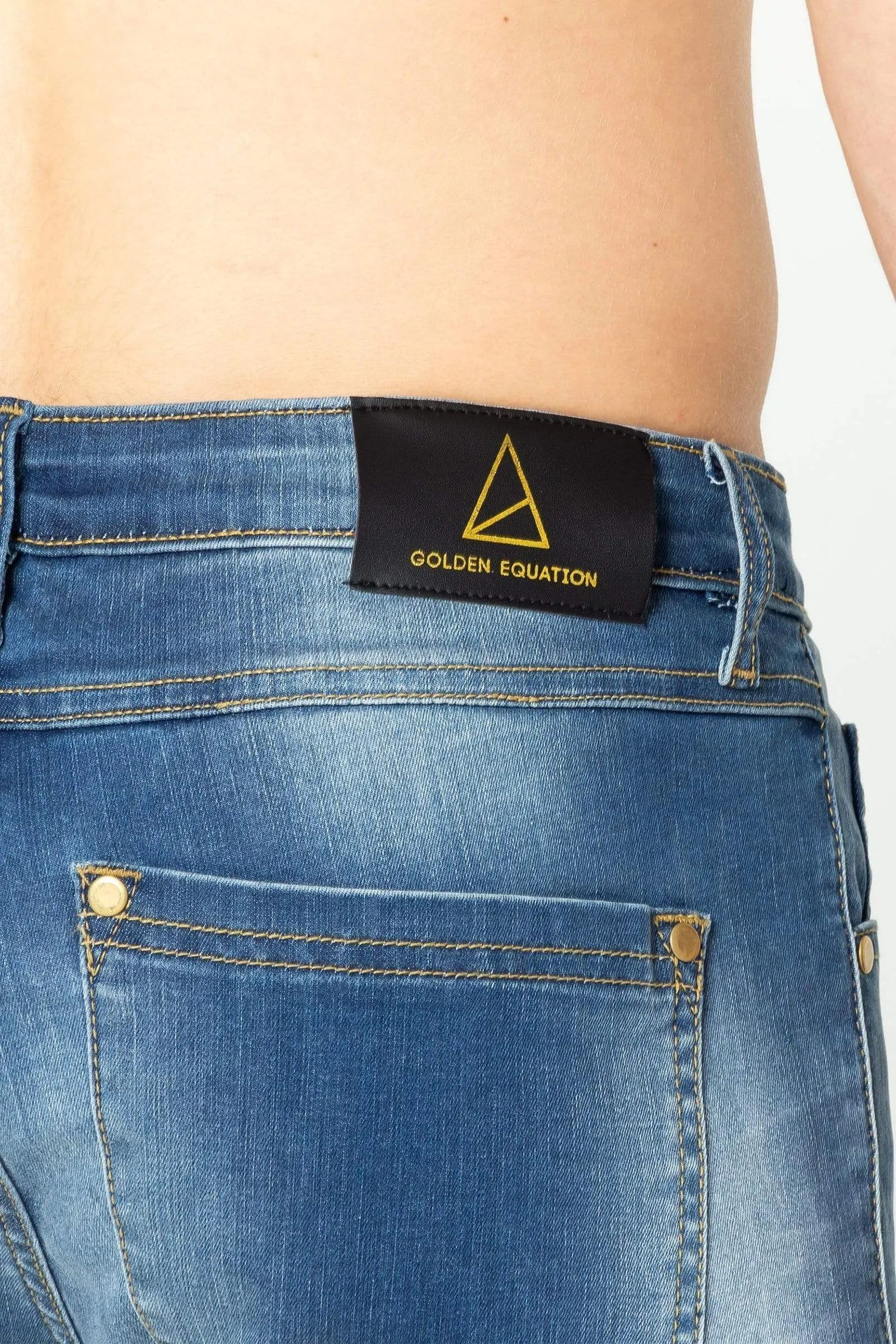 Lincoln Spray On Men's Denim Shorts - Mid Blue