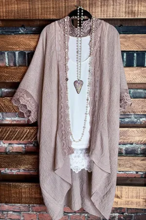 MATTERS OF THE HEART LACE CARDIGAN KIMONO LIGHT MOCHA