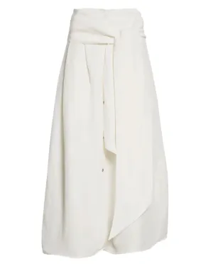 Off White Belted Button Front Skirt