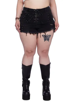 Plus Dayclub Cabana Denim Shorts - Black