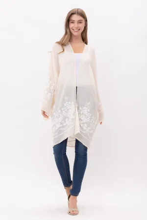 RAJ MIMI FLORAL EMBROIDERED DUSTER KIMONO
