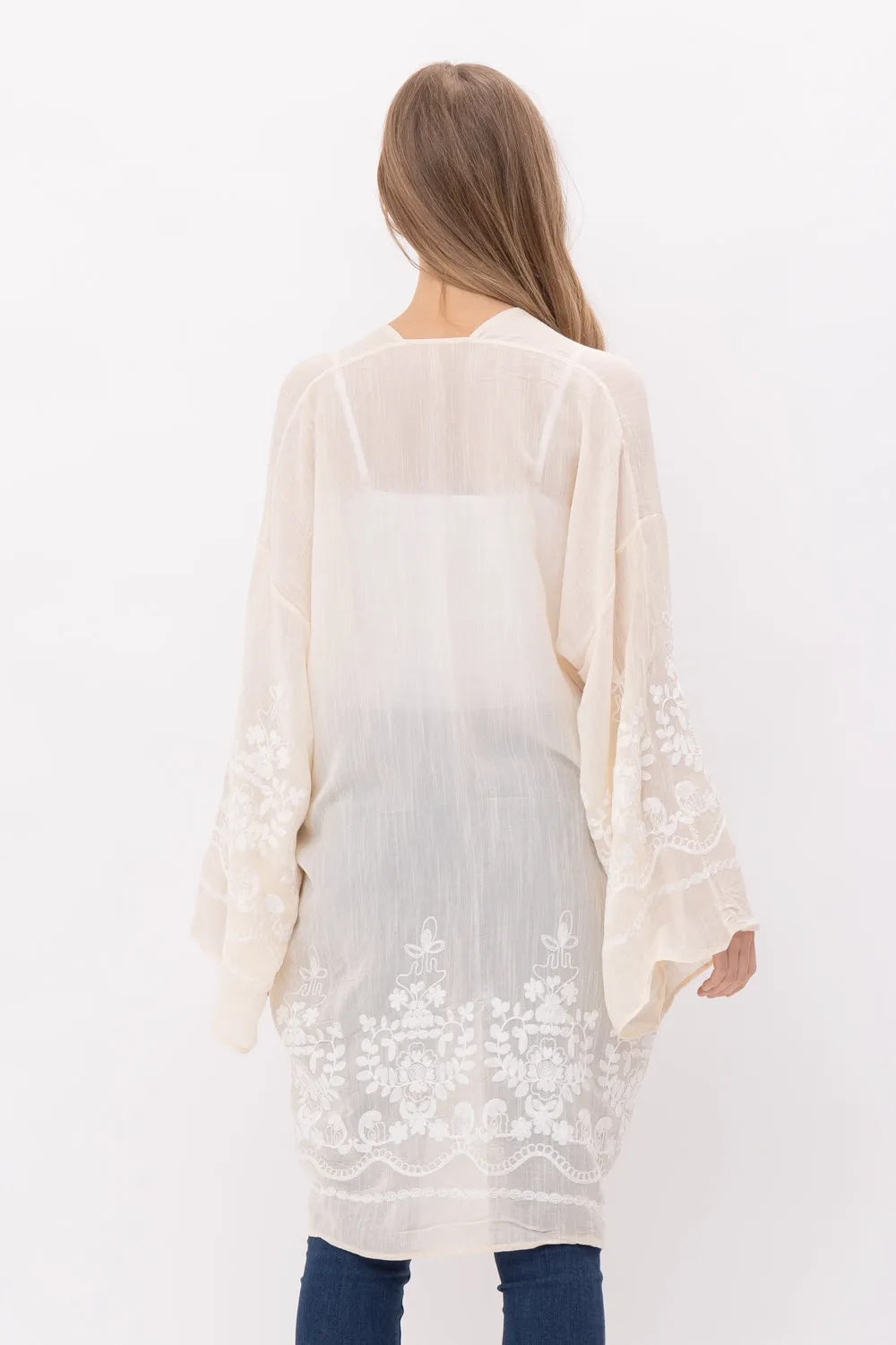 RAJ MIMI FLORAL EMBROIDERED DUSTER KIMONO