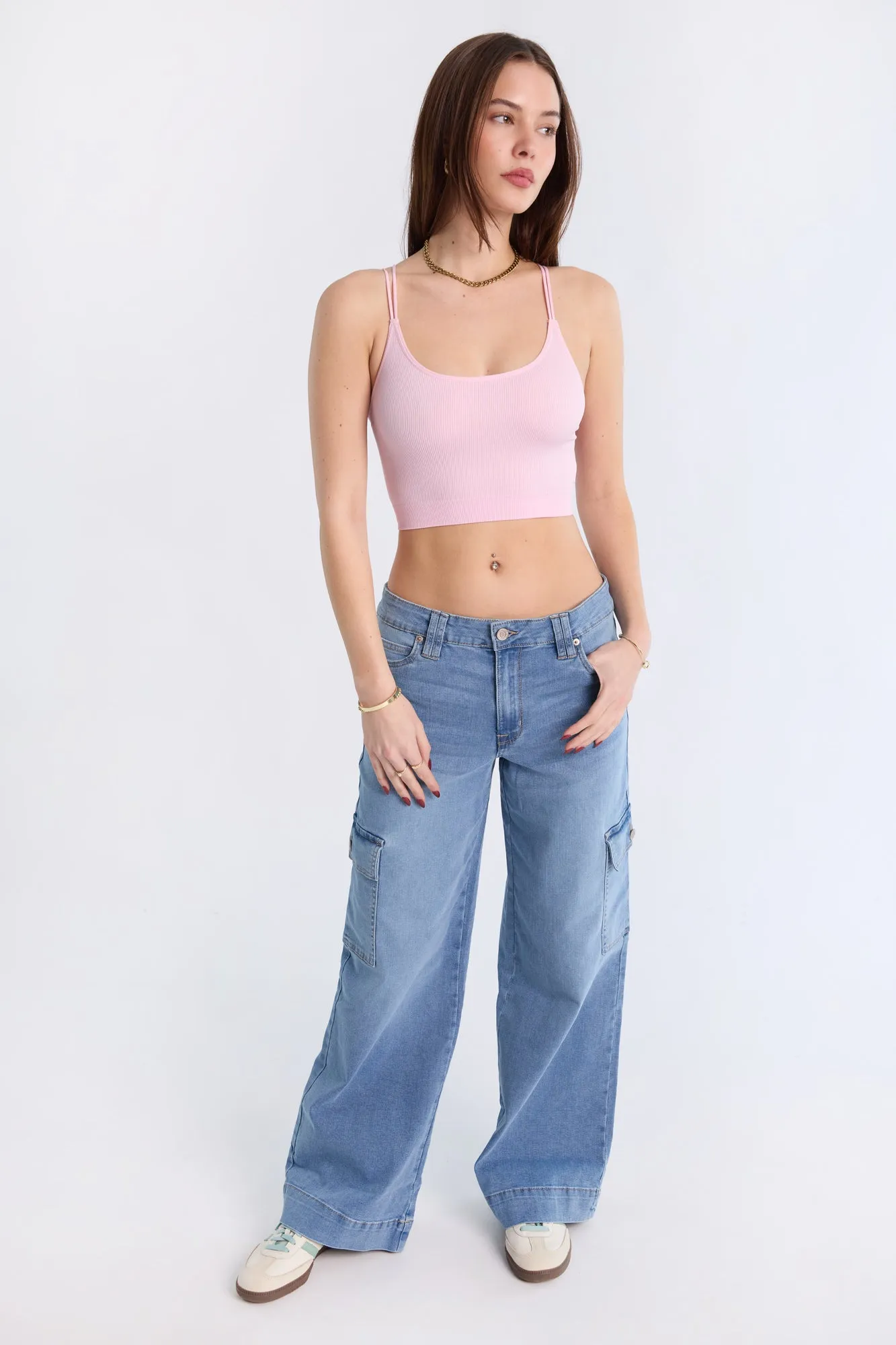 Ribbed Bungee Strap Cami Top