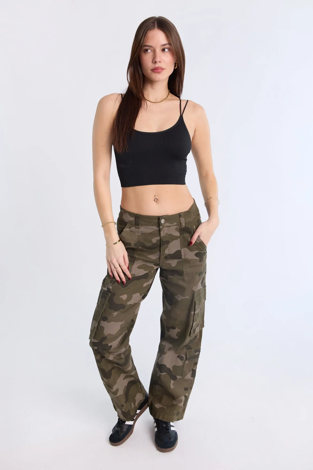 Ribbed Bungee Strap Cami Top