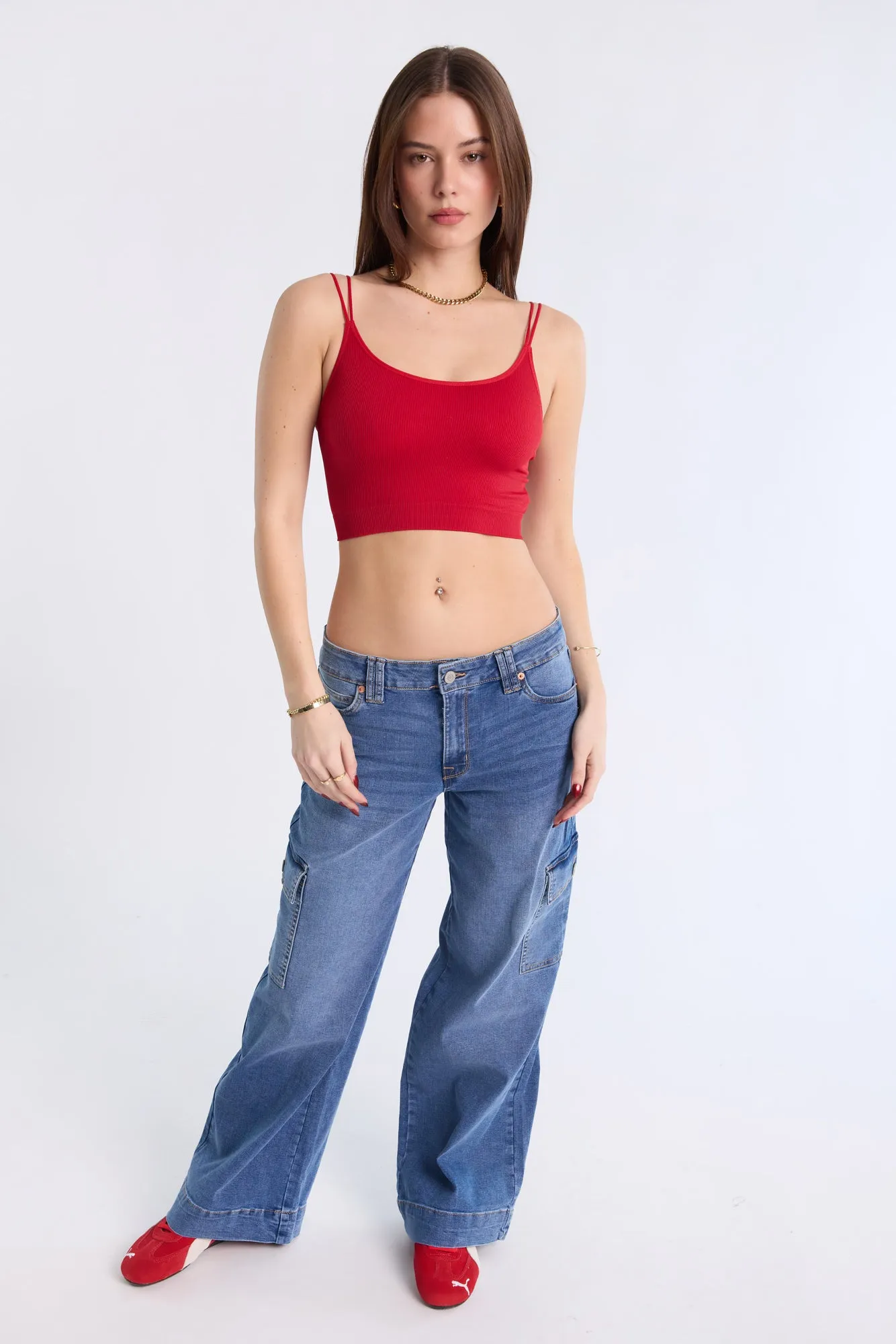 Ribbed Bungee Strap Cami Top