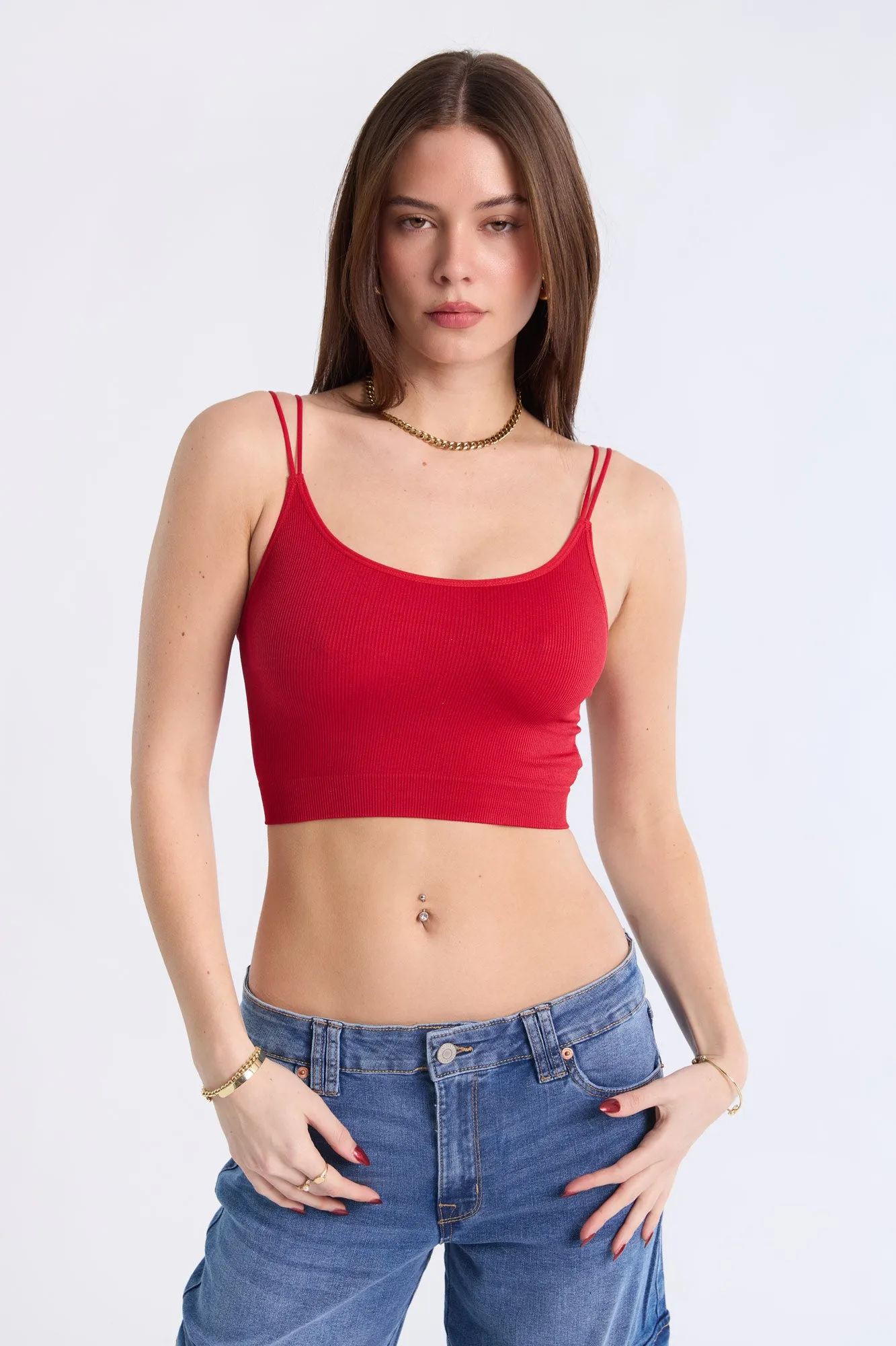 Ribbed Bungee Strap Cami Top