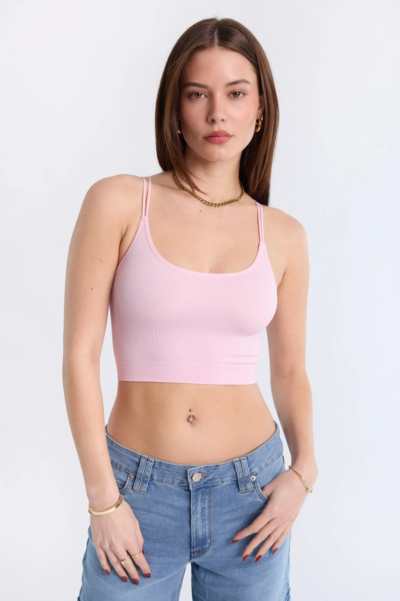 Ribbed Bungee Strap Cami Top