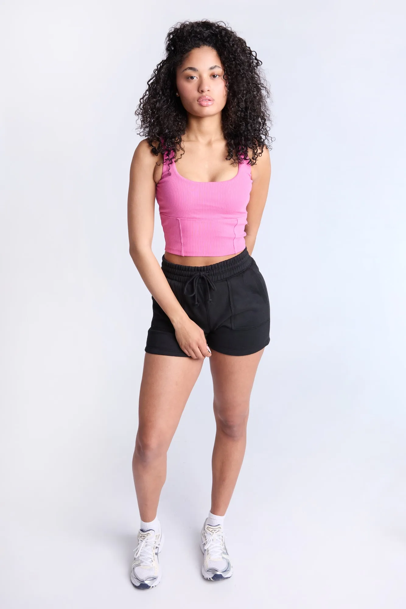 Ribbed Square Neck Tank Top