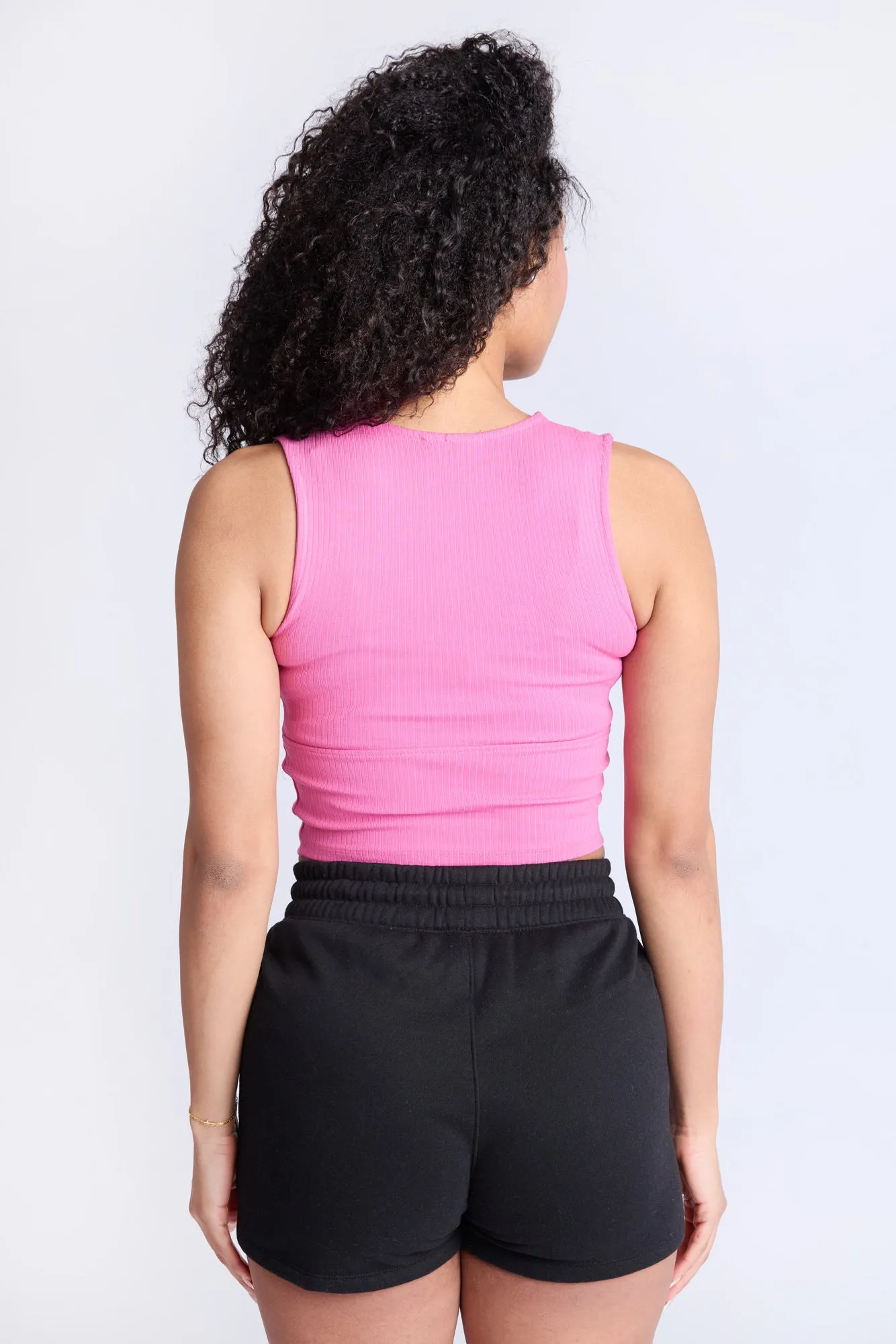 Ribbed Square Neck Tank Top