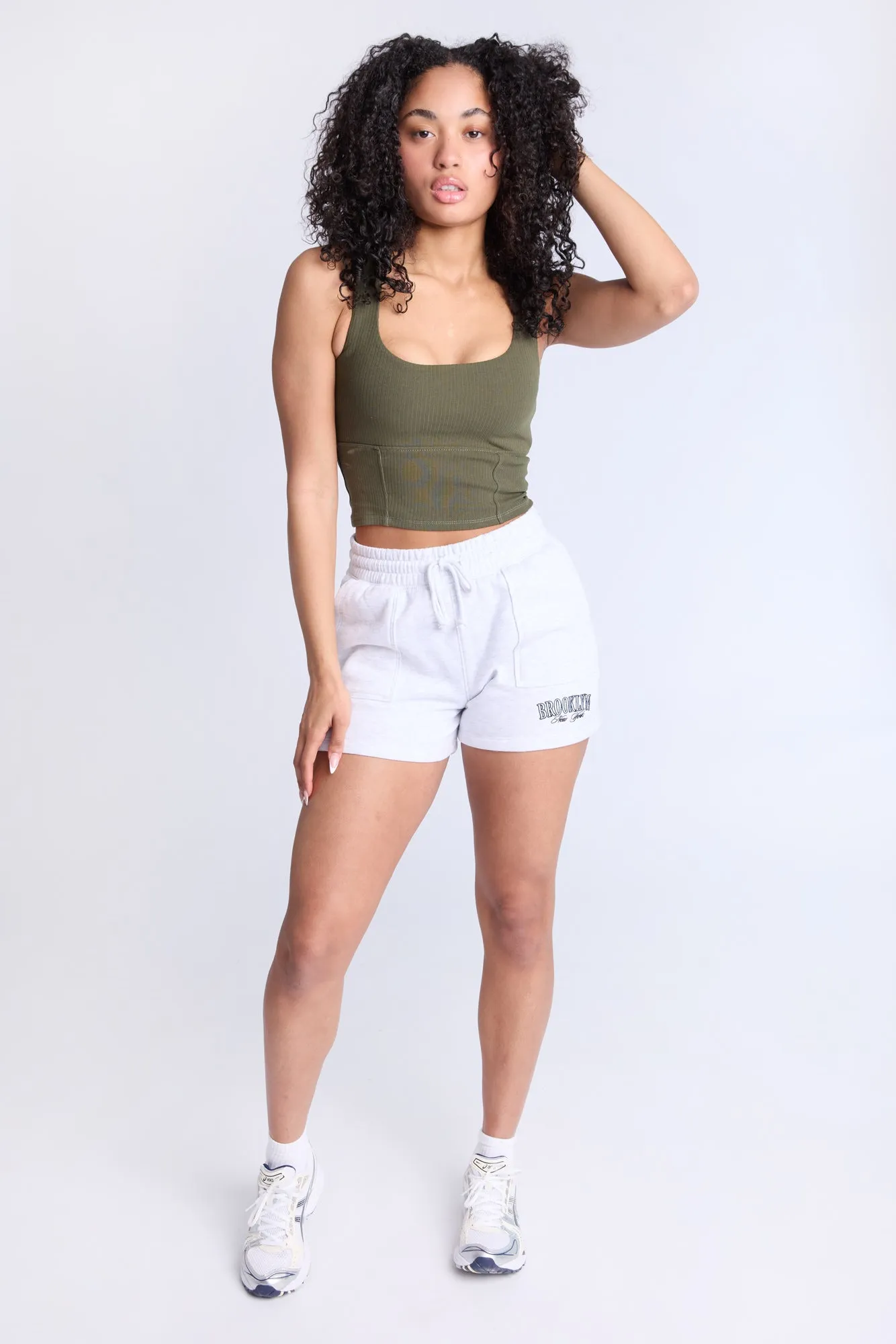 Ribbed Square Neck Tank Top