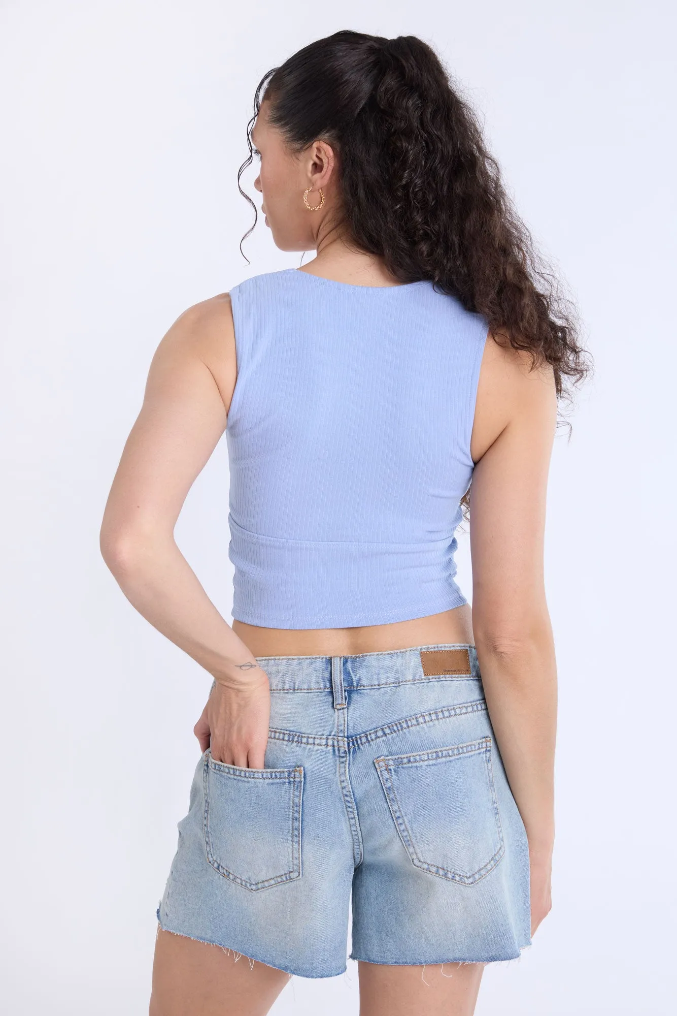 Ribbed Square Neck Tank Top