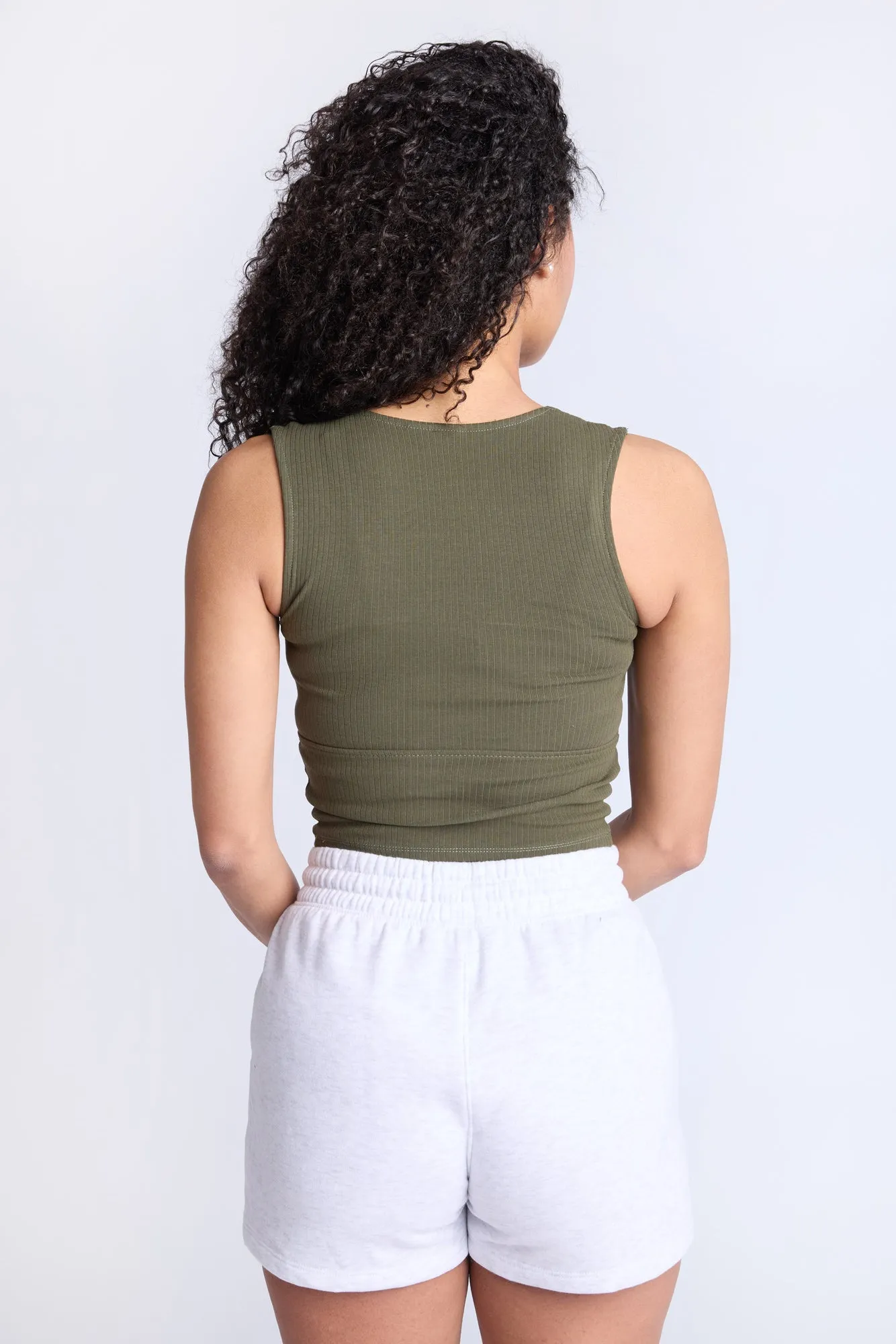 Ribbed Square Neck Tank Top