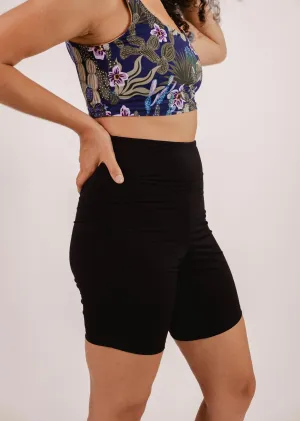 Riviera Black High Waist Swim Bike Short