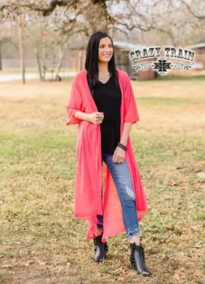 Short Round Duster - Coral