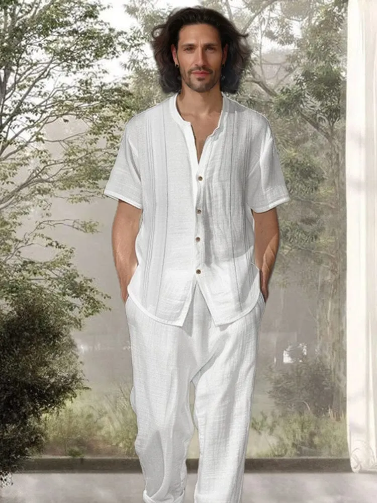 Simple 100% Cotton Shirt Pants Set