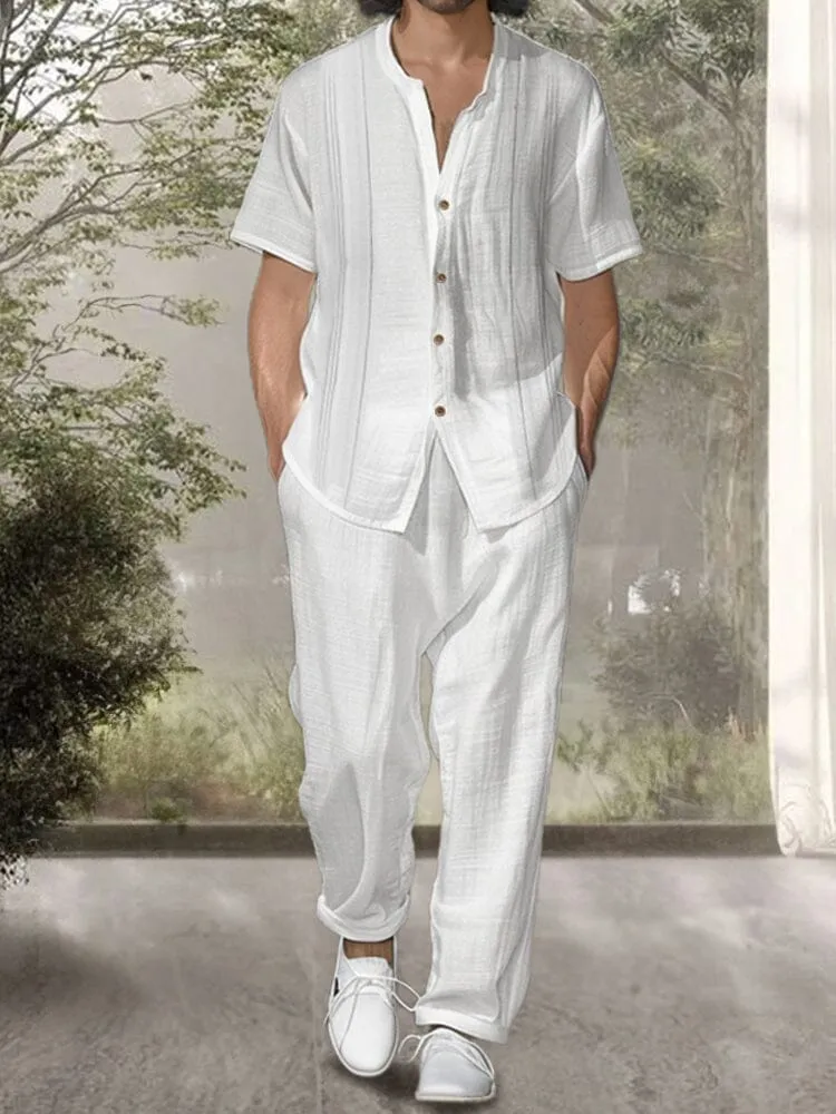 Simple 100% Cotton Shirt Pants Set