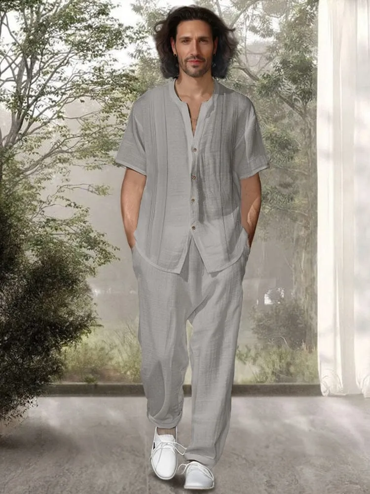 Simple 100% Cotton Shirt Pants Set